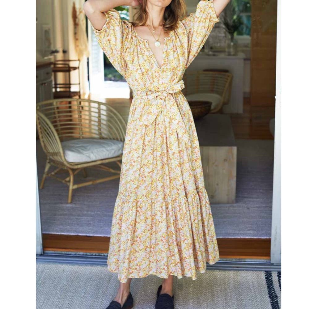 Emerson Fry Rakel Floral Maxi Puff Sleeve Dress